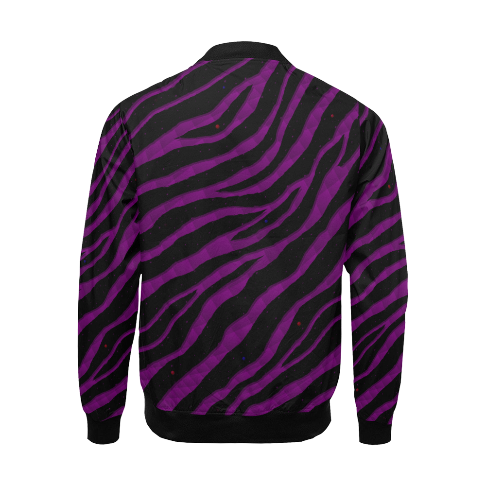 Ripped SpaceTime Stripes - Purple All Over Print Bomber Jacket for Men/Large Size (Model H19)