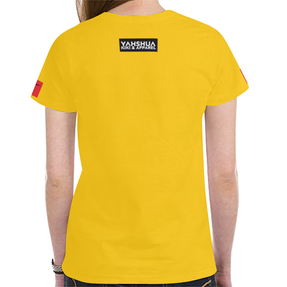 Yellow/ Red New All Over Print T-shirt for Women (Model T45)