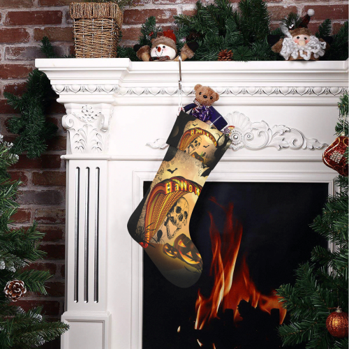 Funny halloween design with skull and pumpkin Christmas Stocking