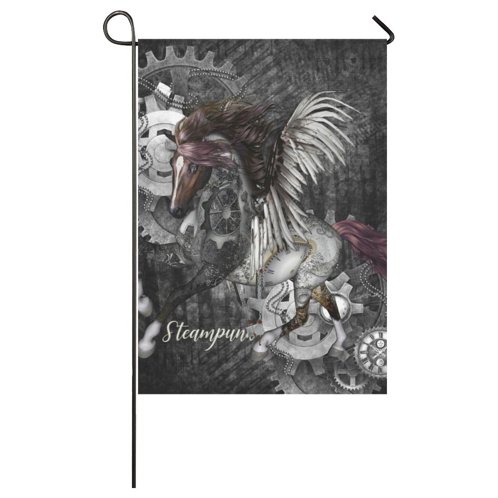 Aweswome steampunk horse with wings Garden Flag 28''x40'' （Without Flagpole）