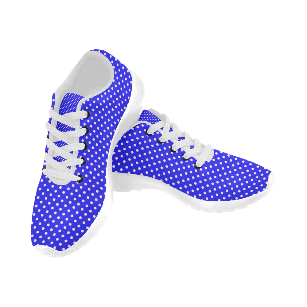 Blue polka dots Kid's Running Shoes (Model 020)