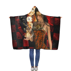 Beautiful steampunk lady Flannel Hooded Blanket 40''x50''
