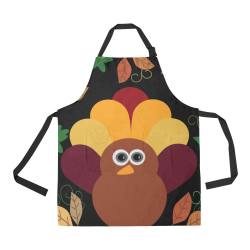 Thanksgiving Turkey on Black All Over Print Apron