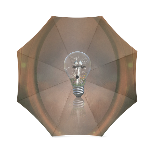 Light bulb with birds Foldable Umbrella (Model U01)