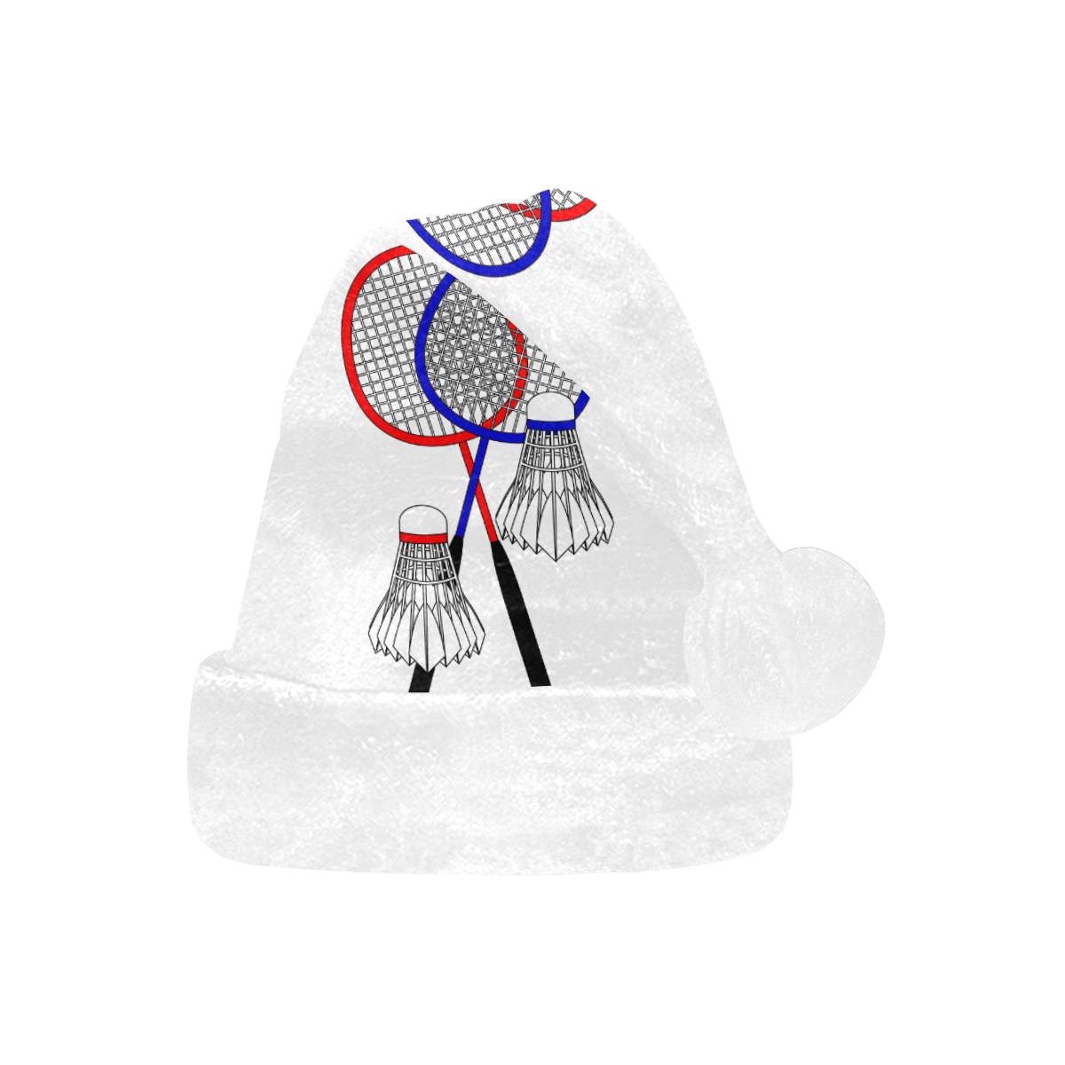 Badminton Rackets and Shuttlecocks White Santa Hat
