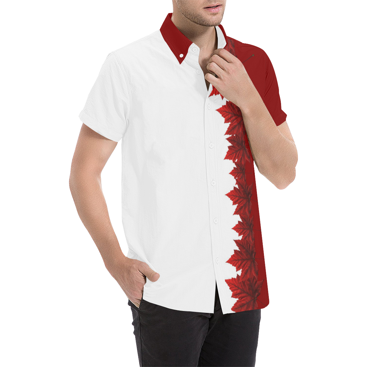 Canada Maple Leaf Shirts Plus Size Men's All Over Print Short Sleeve Shirt/Large Size (Model T53)
