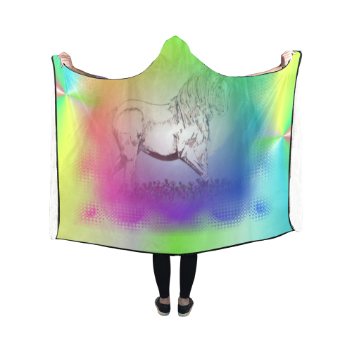 Horse Rainbow Hooded Blanket 50''x40''