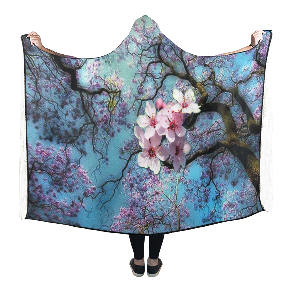 Cherry blossomL Hooded Blanket 80''x56''
