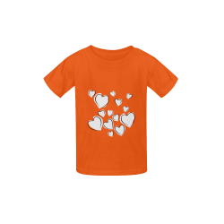 White Hearts Floating Together on Orange Kid's  Classic T-shirt (Model T22)