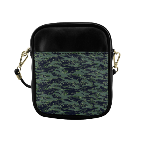 Jungle Tiger Stripe Green Camouflage Sling Bag (Model 1627)