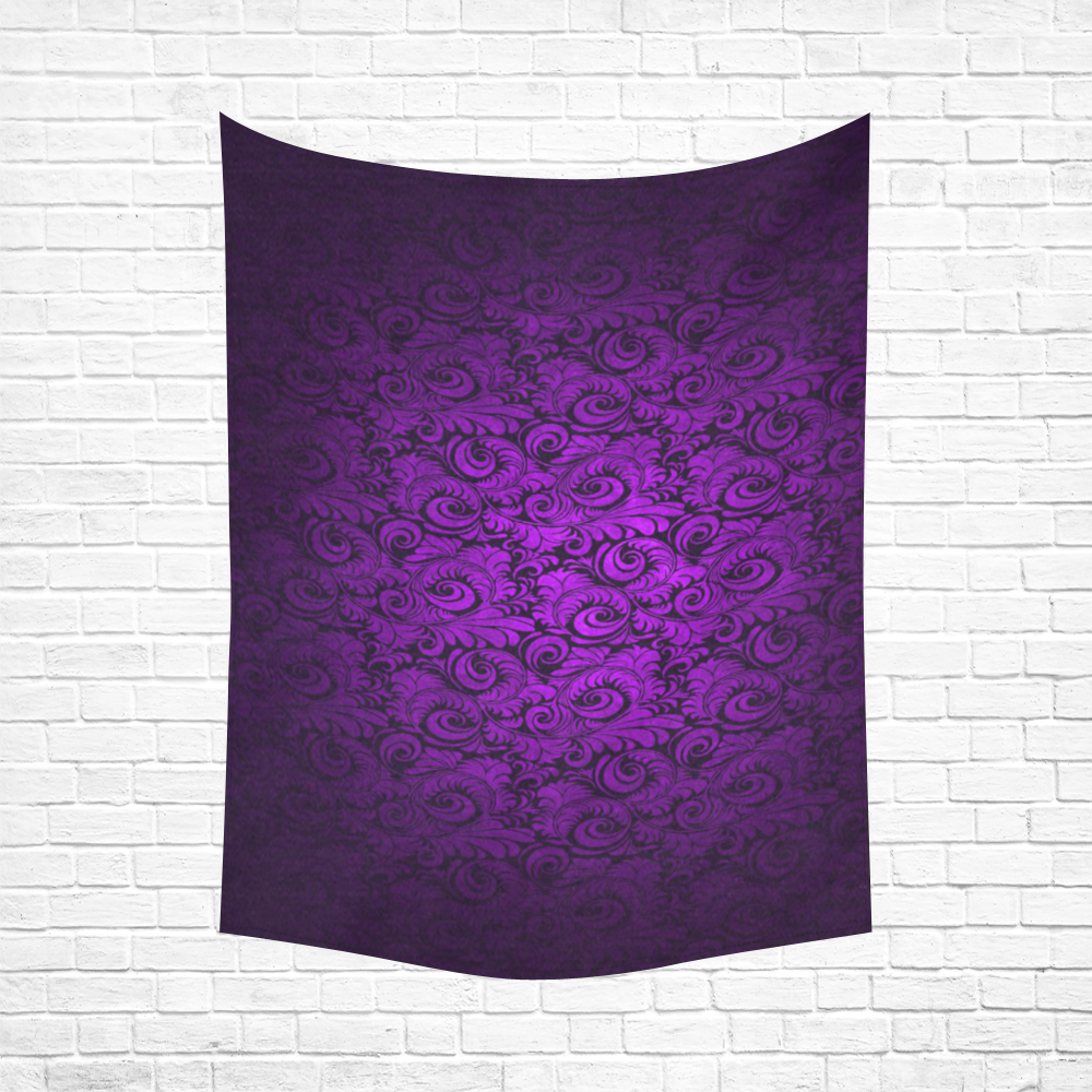 Vintage Gothic Purple Vampire Leaf Print Cotton Linen Wall Tapestry 60"x 80"