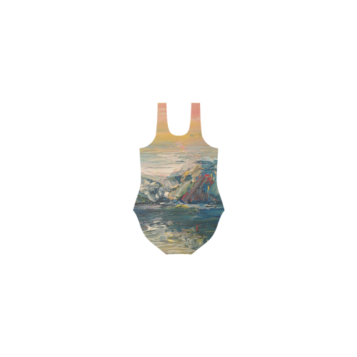Mountains painting Vest One Piece Swimsuit (Model S04)