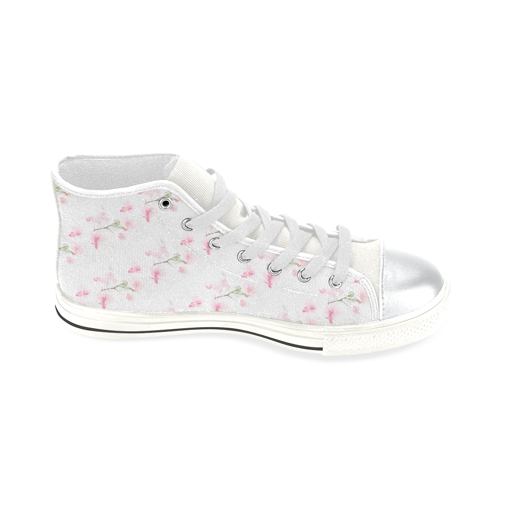 Pattern Orchidées High Top Canvas Shoes for Kid (Model 017)