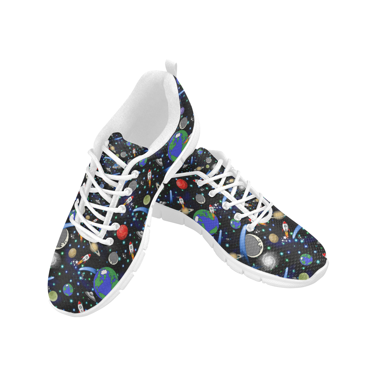 Galaxy Universe - Planets, Stars, Comets, Rockets Women's Breathable Running Shoes/Large (Model 055)