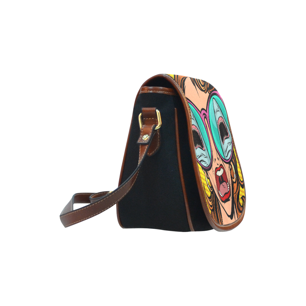 Shouting Girl Shark Saddle Bag/Small (Model 1649)(Flap Customization)