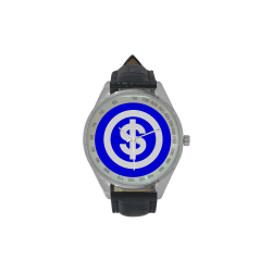 DOLLAR SIGNS 2 Men's Leather Strap Analog Watch(Model 209)