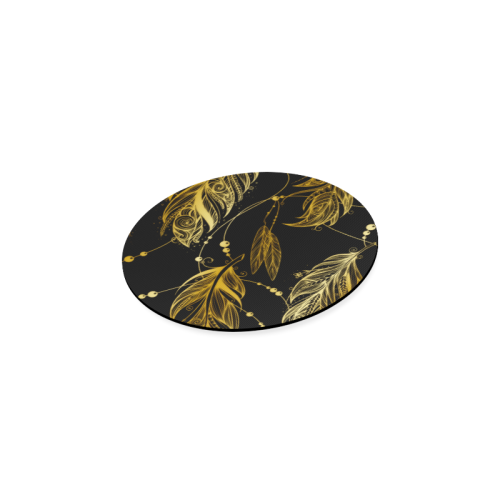 Gold Feathers Round Coaster
