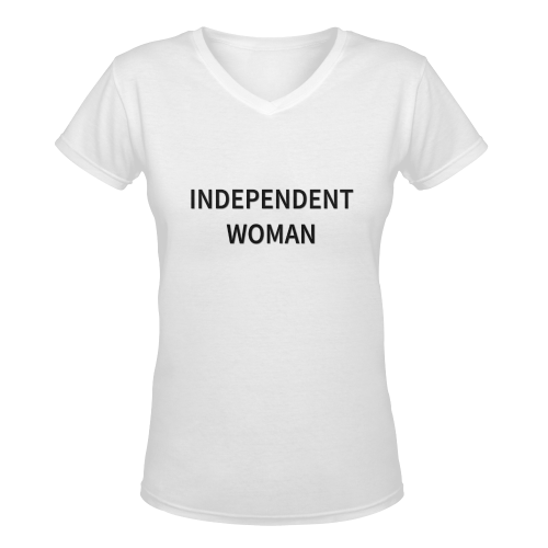 INDEPENDENT WOMAN BIG LETTERS Women's Deep V-neck T-shirt (Model T19)