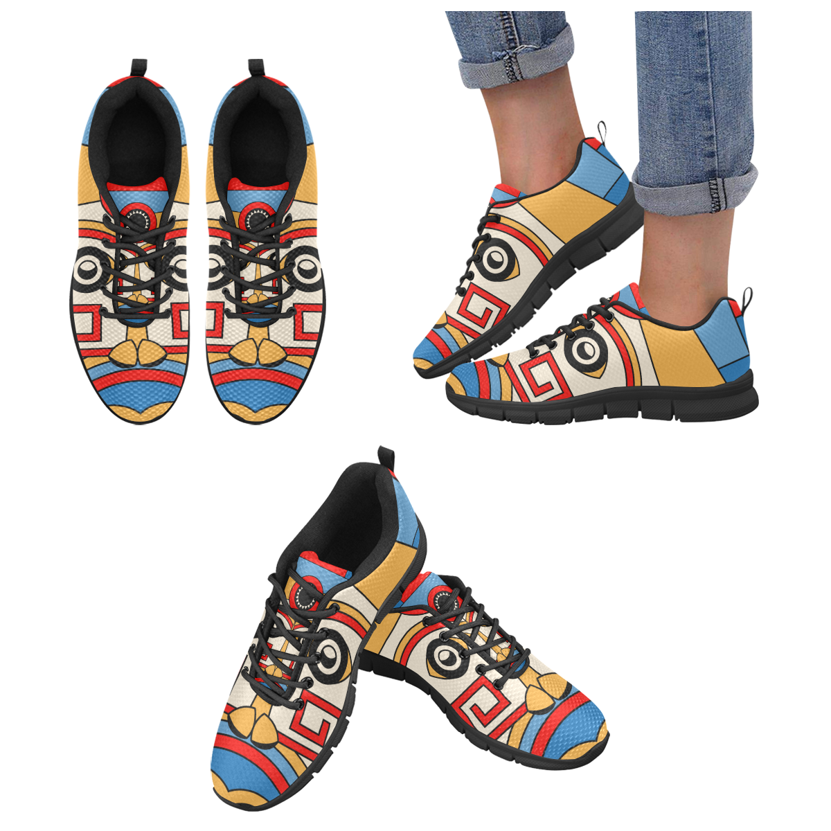 Aztec Religion Tribal Women's Breathable Running Shoes/Large (Model 055)
