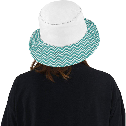 Elegant Chevron Turquoise All Over Print Bucket Hat
