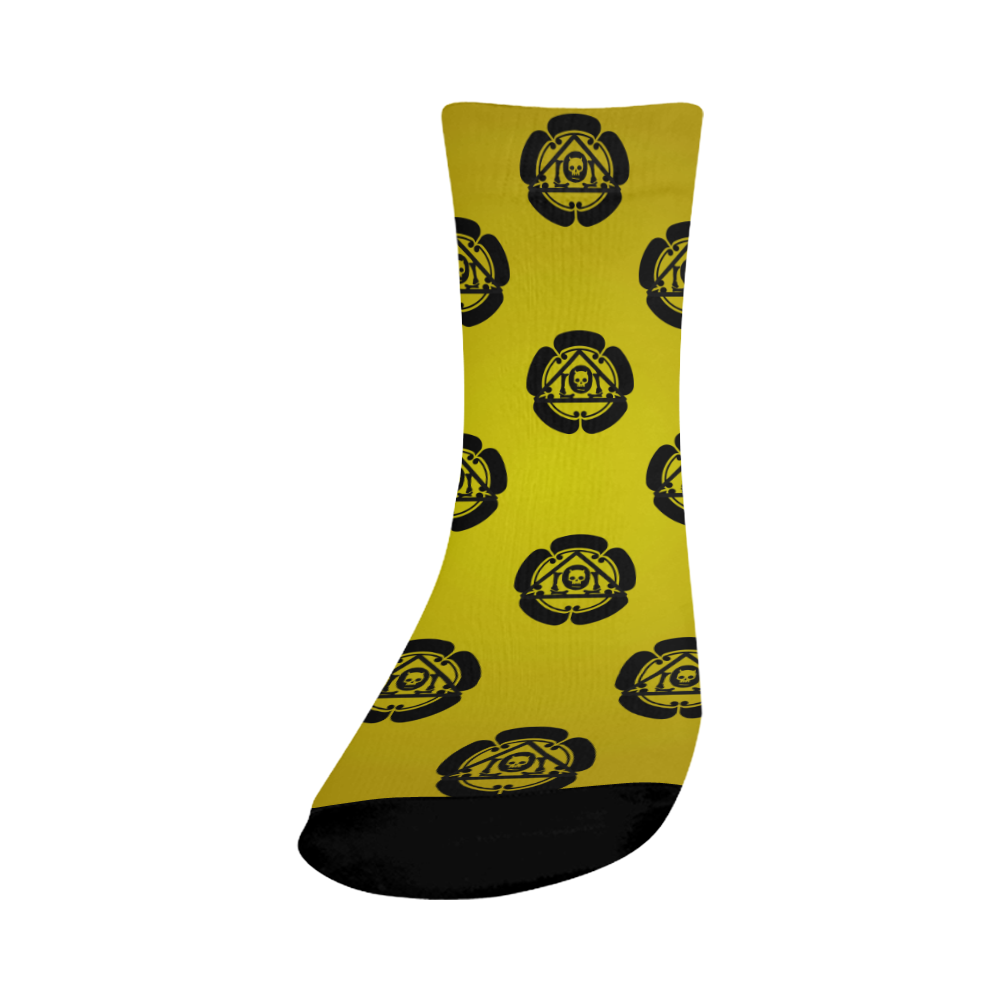 Kamon Pattern Colonel Mustard Crew Socks