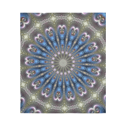 Pastel Abalone Shell Spiral Fractal Mandala 5 Cotton Linen Wall Tapestry 51"x 60"