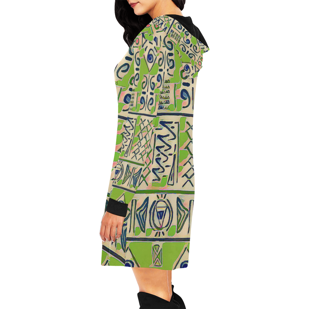 Egyptian Markings2 All Over Print Hoodie Mini Dress (Model H27)