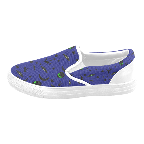 Alien Flying Saucers Stars Pattern Men's Slip-on Canvas Shoes (Model 019)