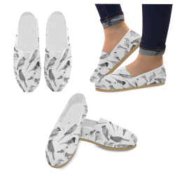Black and white birds Casual Shoes for Women (Model 004)