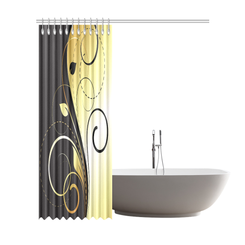 Flourish Swirls Golden Shower Curtain 72"x84"