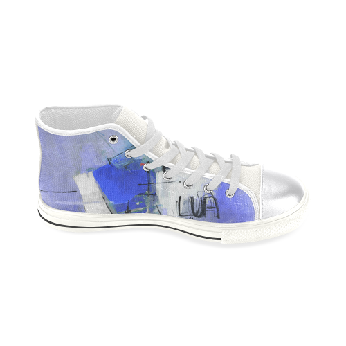 Lua blue White Women's Classic High Top Canvas Shoes (Model 017)