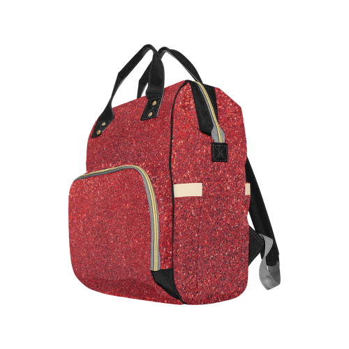 Red Glitter Multi-Function Diaper Backpack/Diaper Bag (Model 1688)