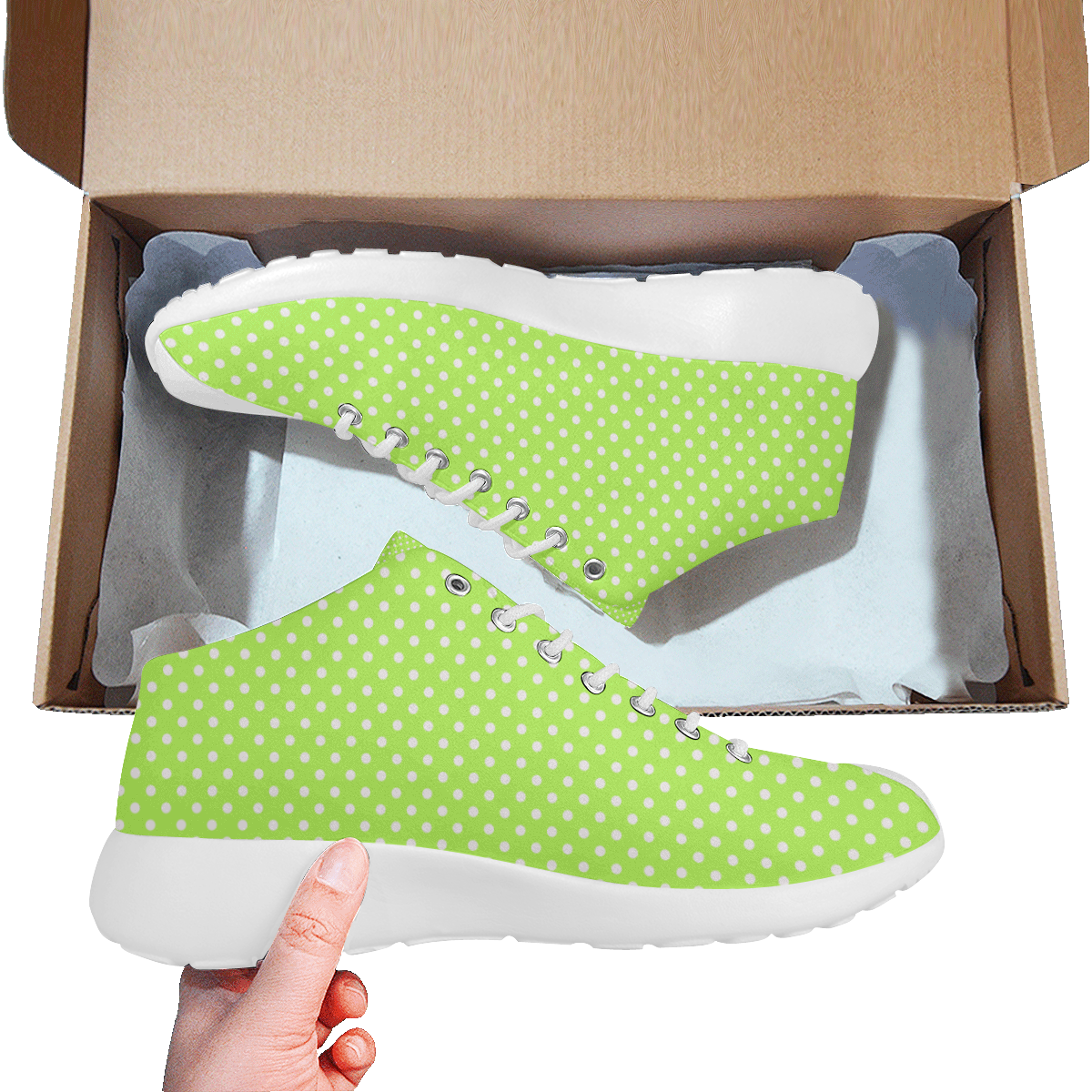 Mint green polka dots Women's Basketball Training Shoes (Model 47502)