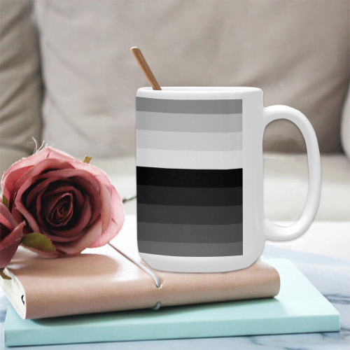 White, black, gray multicolored stripes Custom Ceramic Mug (15OZ)