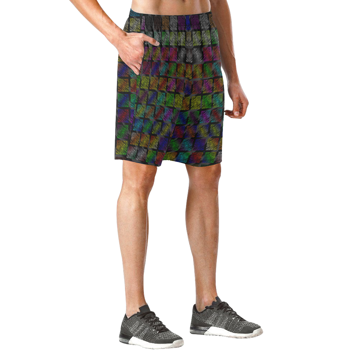 Ripped SpaceTime Stripes Collection Men's All Over Print Elastic Beach Shorts (Model L20)