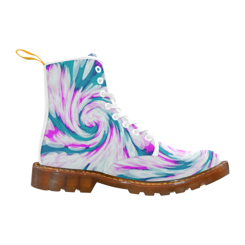 Turquoise Pink Tie Dye Swirl Abstract Martin Boots For Women Model 1203H