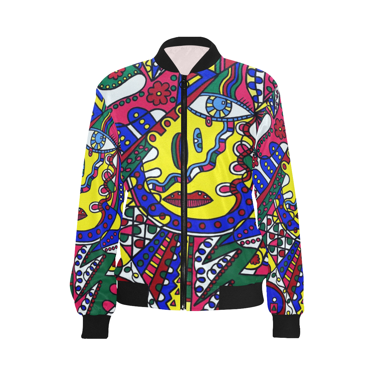 Whimsical All Over Print Bomber Jacket for Women (Model H36)