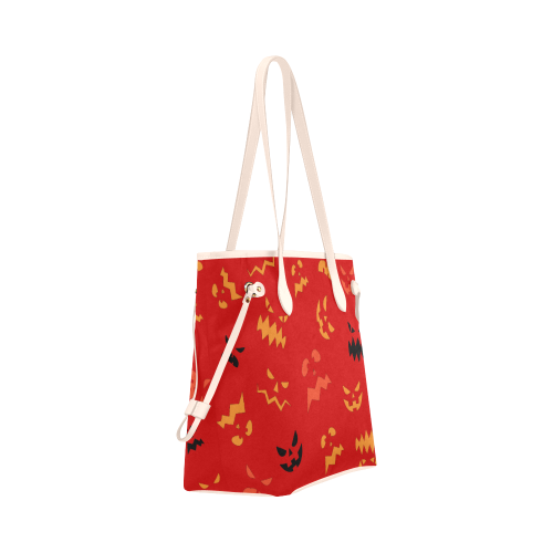 Pumpkin Faces HALLOWEEN RED Clover Canvas Tote Bag (Model 1661)