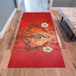 Music clef with floral design Area Rug 7'x3'3''