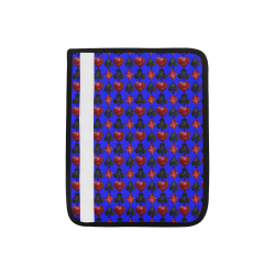Las Vegas Black and Red Casino Poker Card Shapes on Blue Car Seat Belt Cover 7''x8.5''