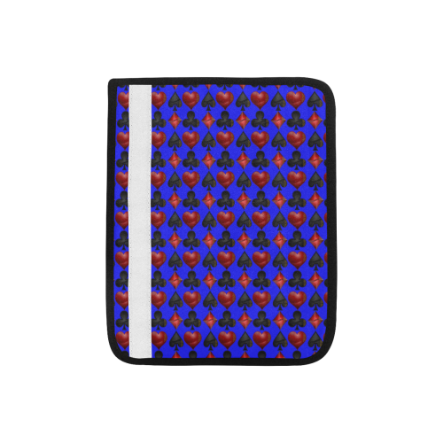 Las Vegas Black and Red Casino Poker Card Shapes on Blue Car Seat Belt Cover 7''x8.5''