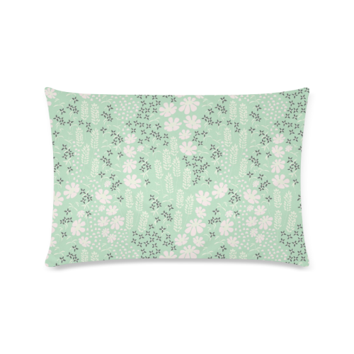 Mint Floral Pattern Custom Zippered Pillow Case 16"x24"(Twin Sides)