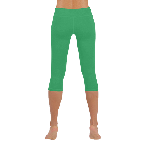 color medium sea green Women's Low Rise Capri Leggings (Invisible Stitch) (Model L08)