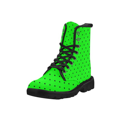 Black Polka Dots on Green Martin Boots for Women (Black) (Model 1203H)