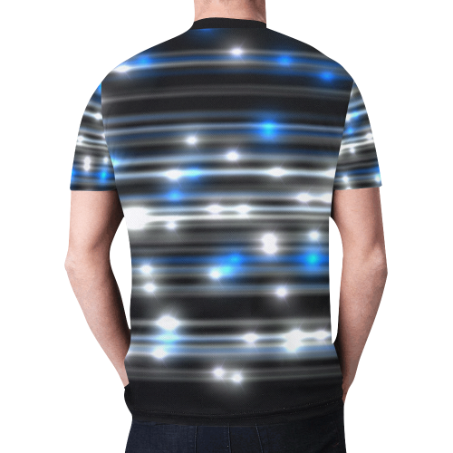 LIT (Black/White/Blue) New All Over Print T-shirt for Men (Model T45)