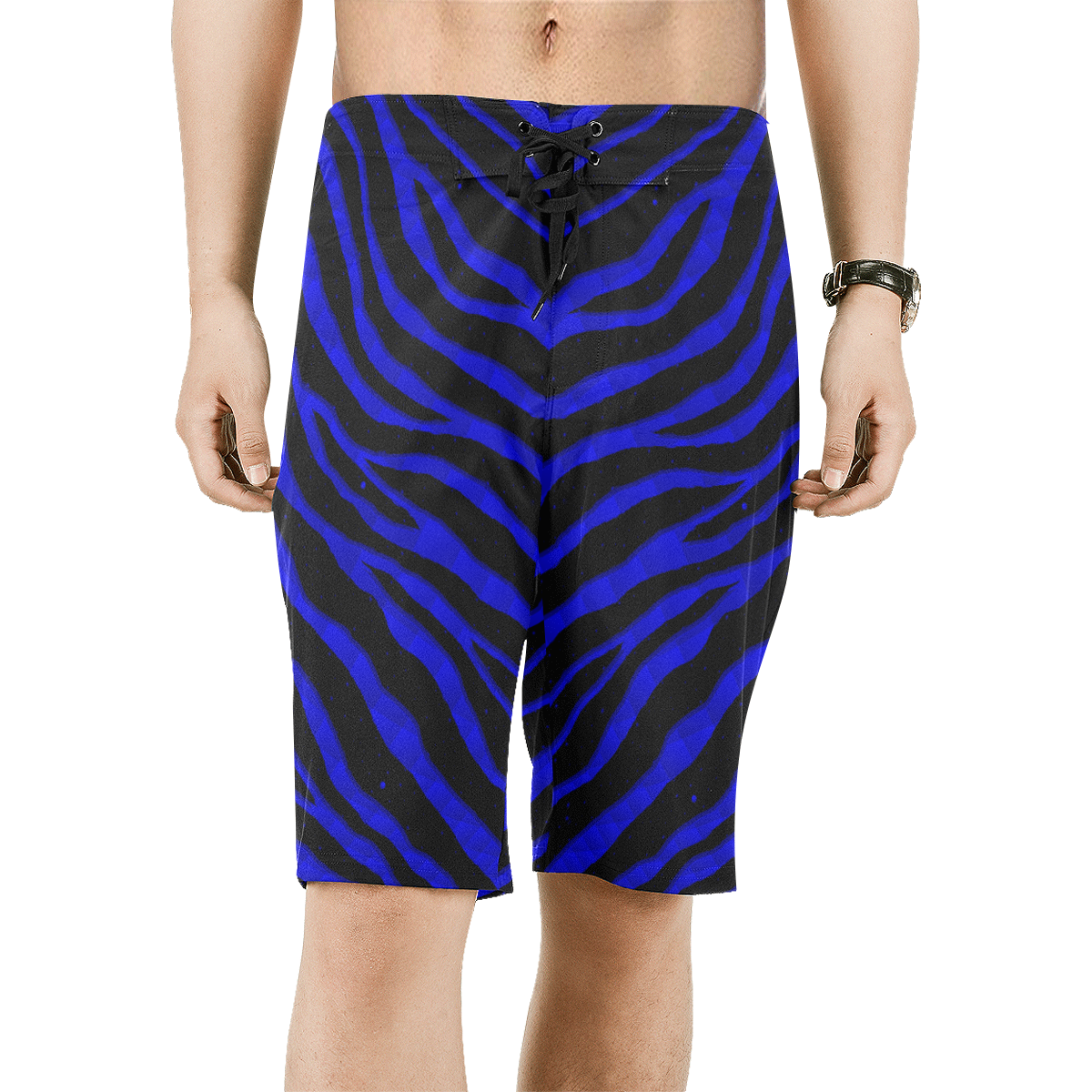 Ripped SpaceTime Stripes - Blue Men's All Over Print Board Shorts (Model L16)