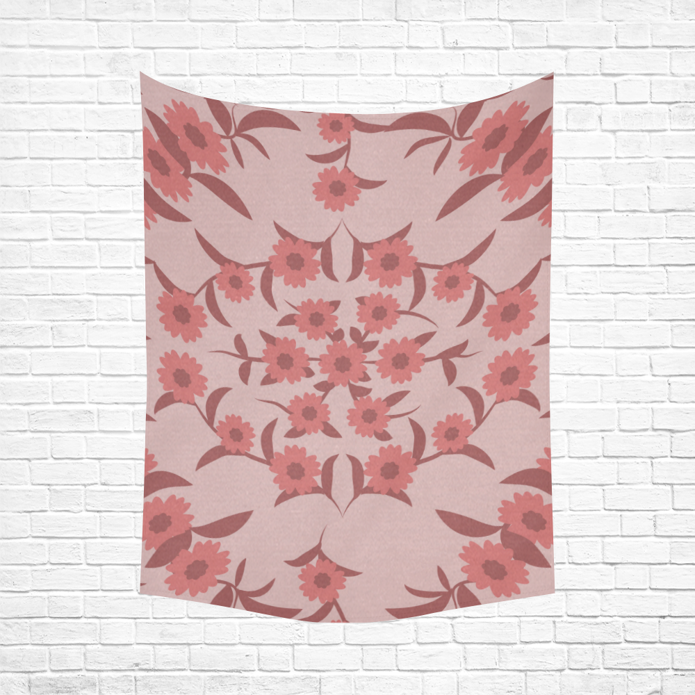 floral damask Cotton Linen Wall Tapestry 60"x 80"
