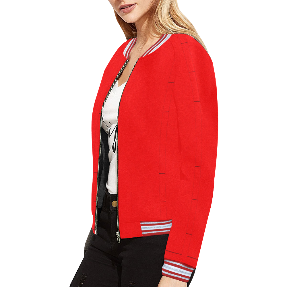 Scarlet Panels All Over Print Bomber Jacket for Women (Model H21)