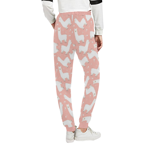 Pink Llama Pattern Unisex All Over Print Sweatpants (Model L11)