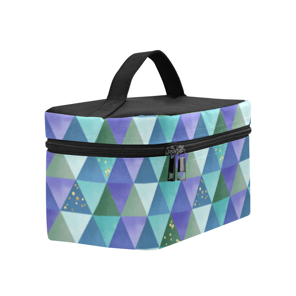 Triangle Pattern - Blue Violet Teal Green Cosmetic Bag/Large (Model 1658)